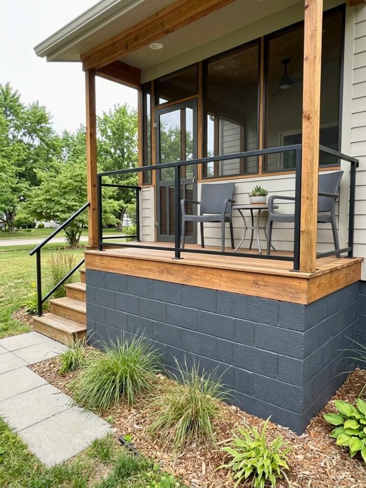 painted cinder block porch siding