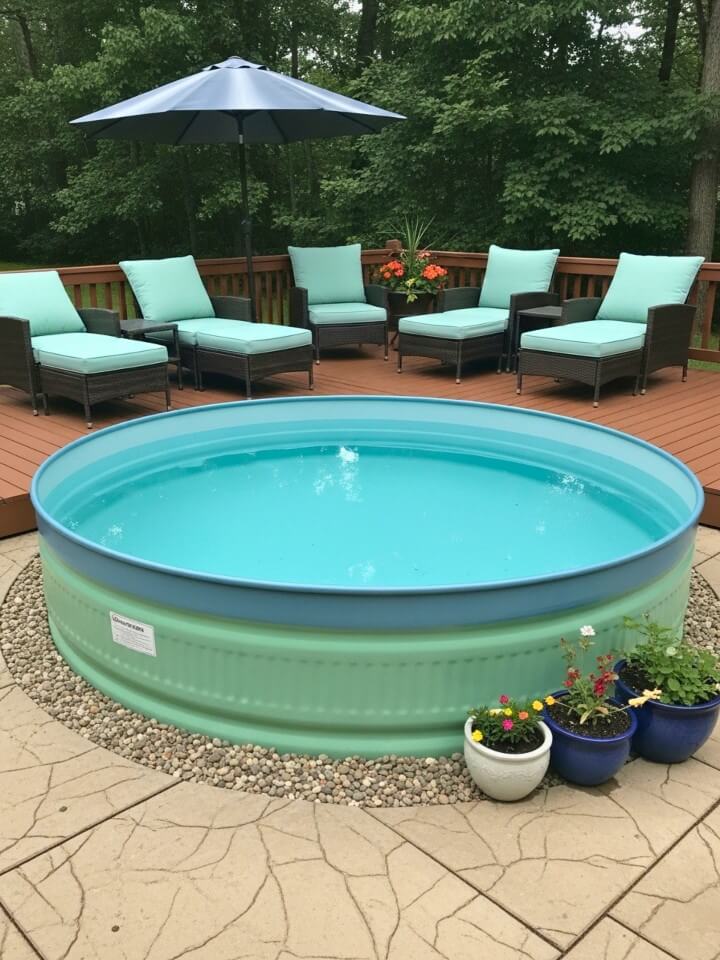 painted metal pool for a colorful yard