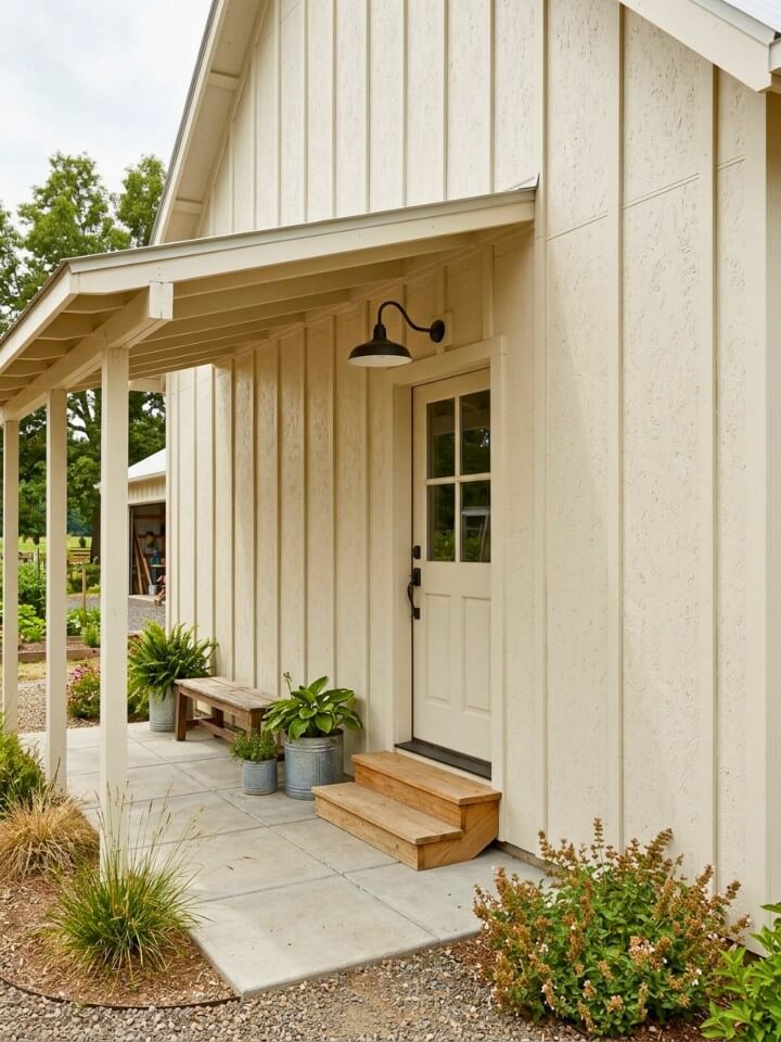 painted osb porch siding with battens