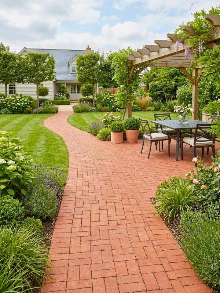 pathway to patio brick garden flow design