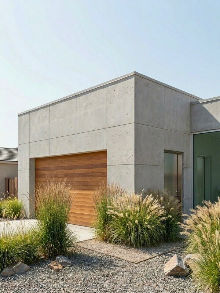 polished concrete minimalist modern exterior