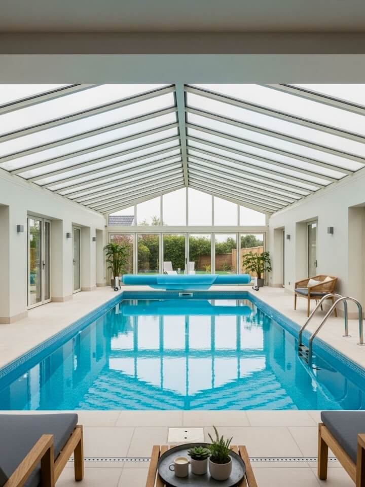 pool idea with glass roof for natural light