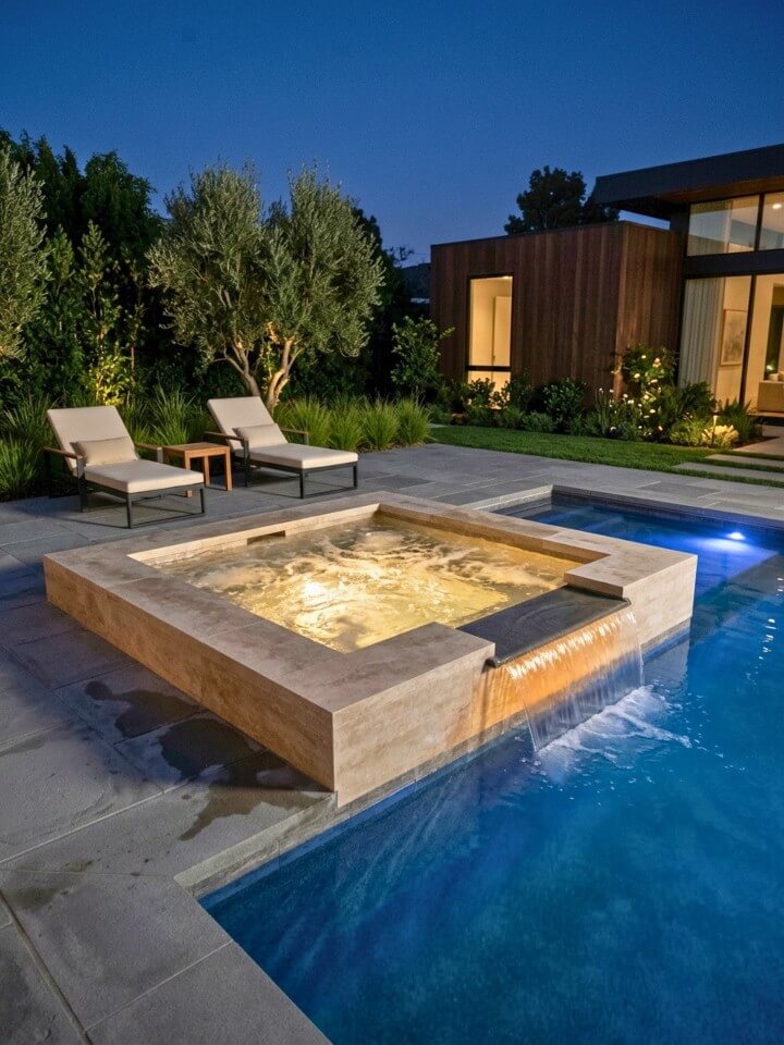 pool patio integrated spa or hot tub