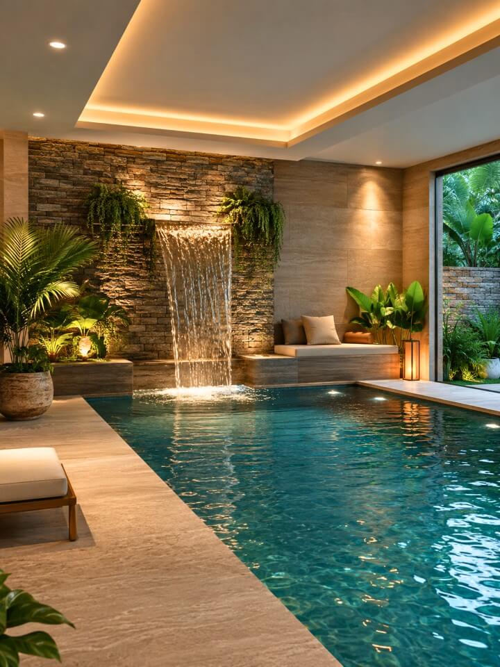 pool with waterfall feature ideas