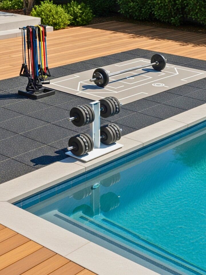 poolside swimming and strength training area