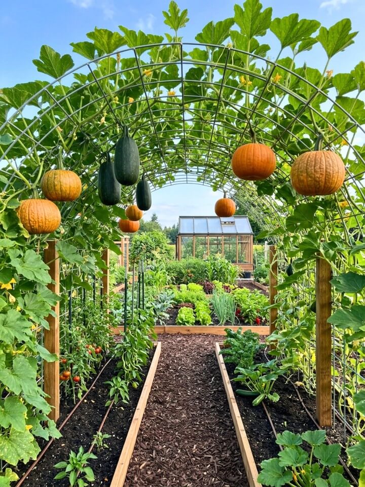 pumpkin squash arch vine support