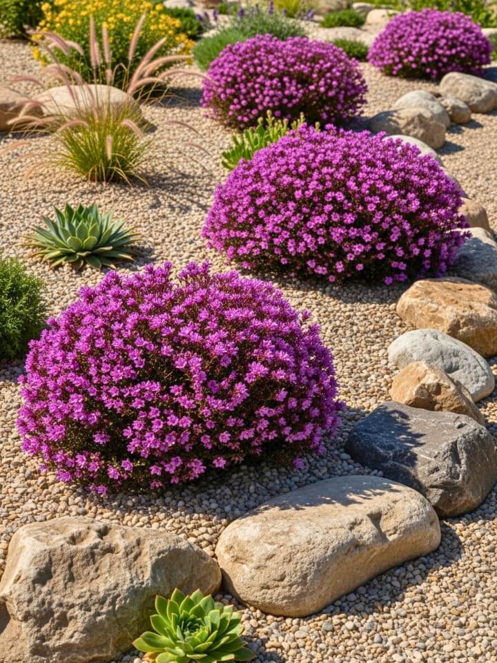 purple foliage rock garden accents