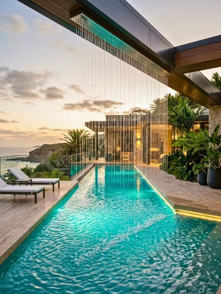 rain curtain waterfall design idea
