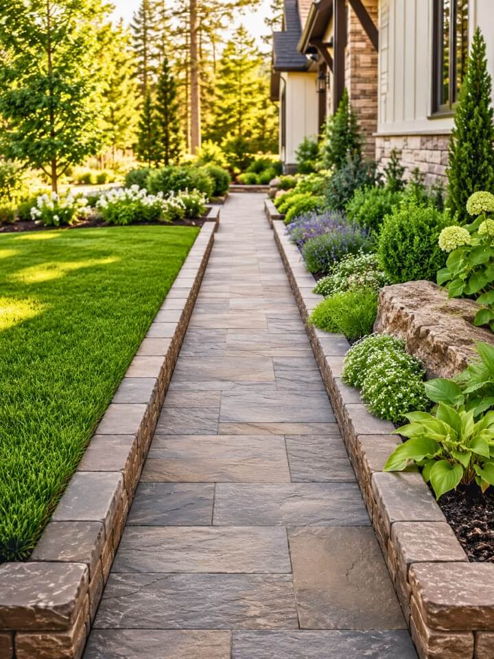 raised edging to define walkway border