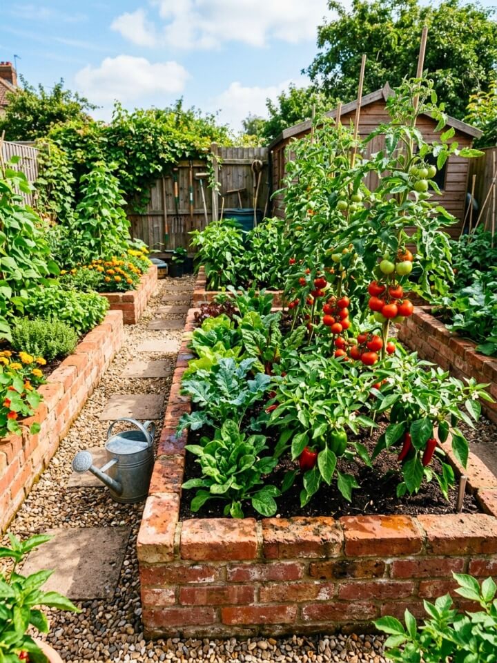 reclaimed brick vegetable bed design