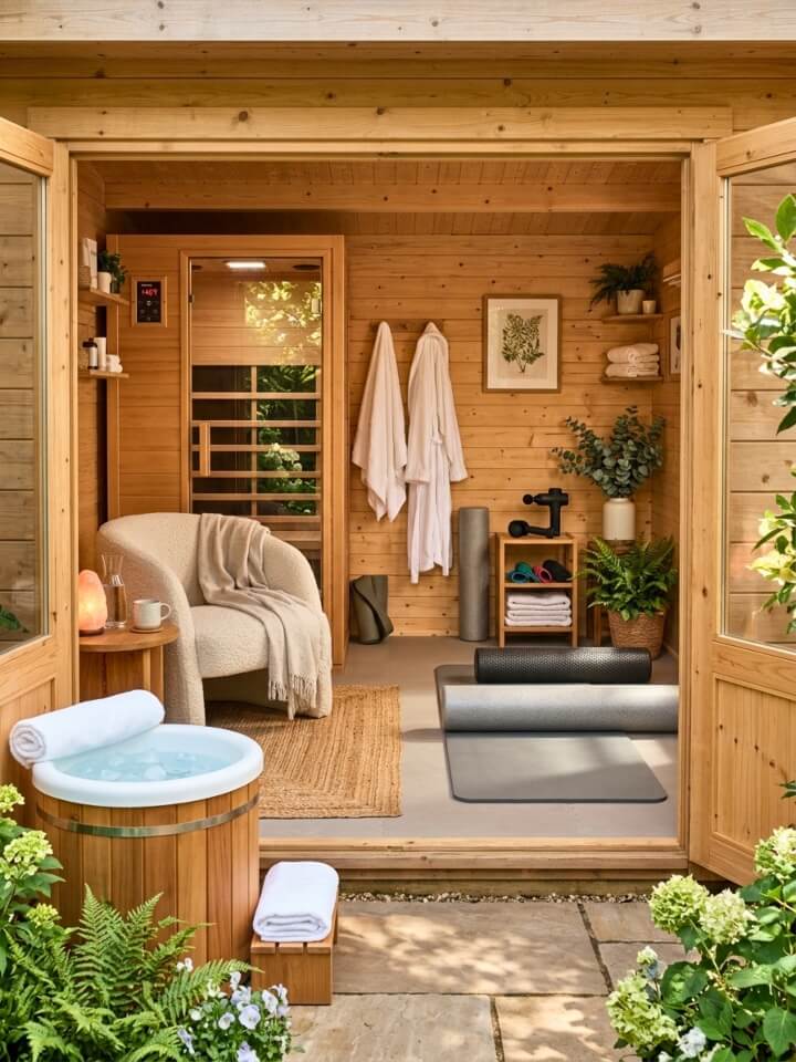 recovery shed gym for wellness and stretching