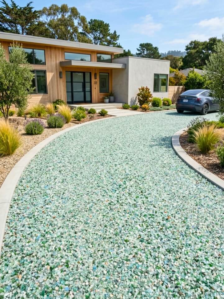 recycled glass gravel driveway