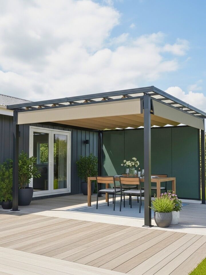 retractable canopy pavilion for patio shade