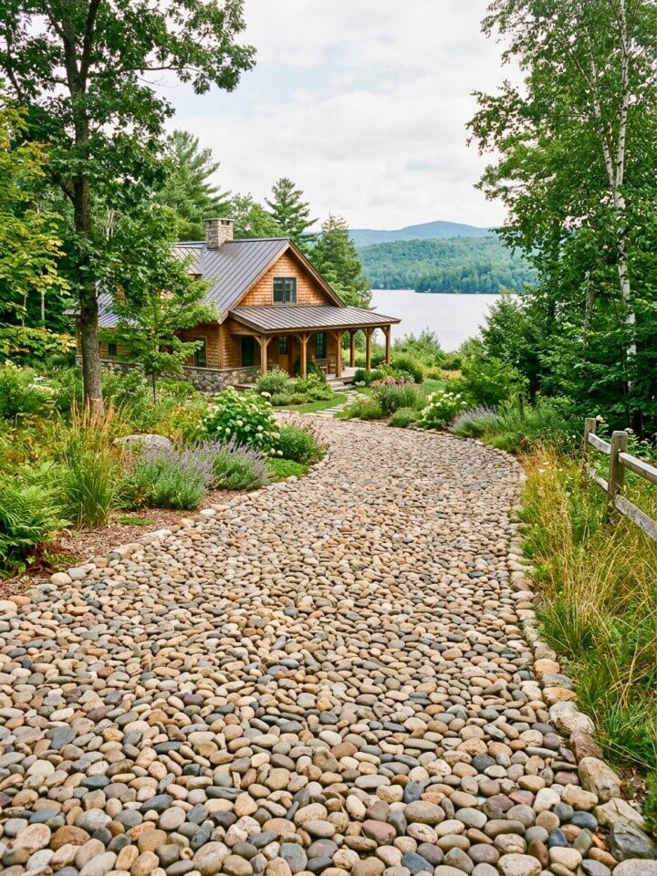river rock driveway ideas