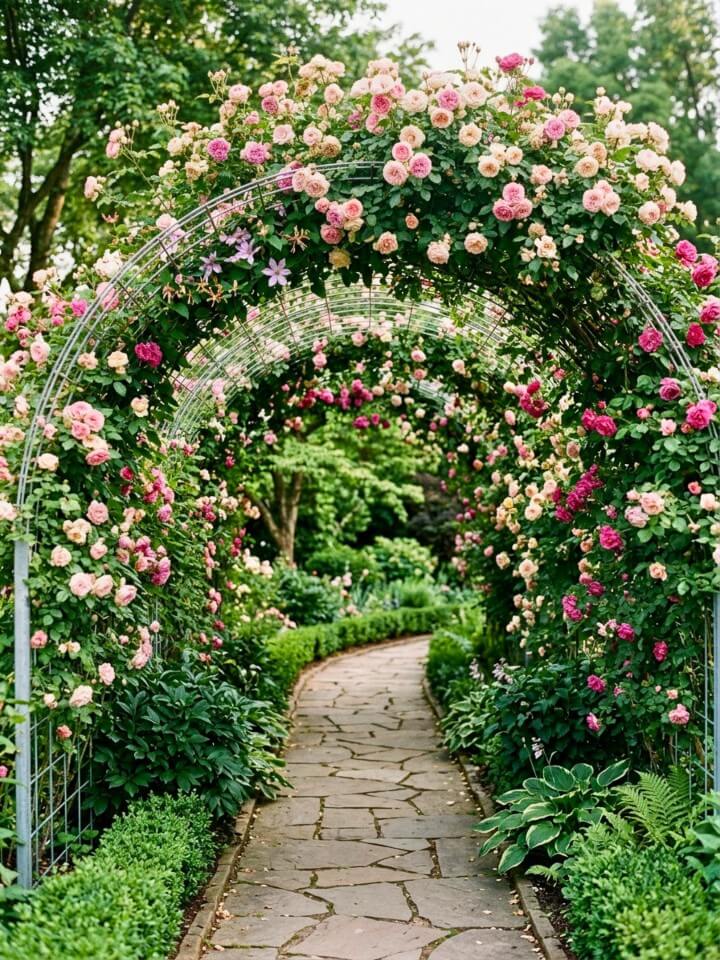 rose flower garden arbor