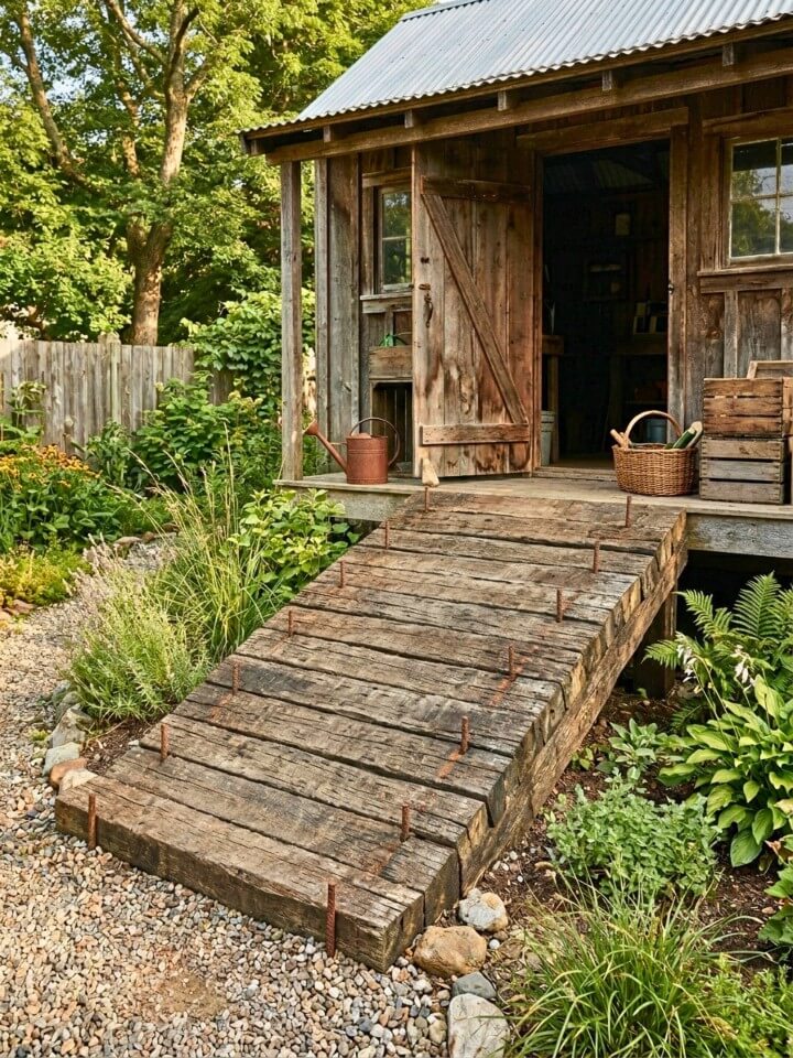 rustic railroad tie entry