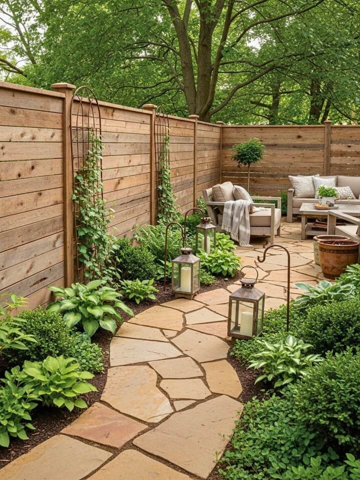 rustic reclaimed wood garden fence
