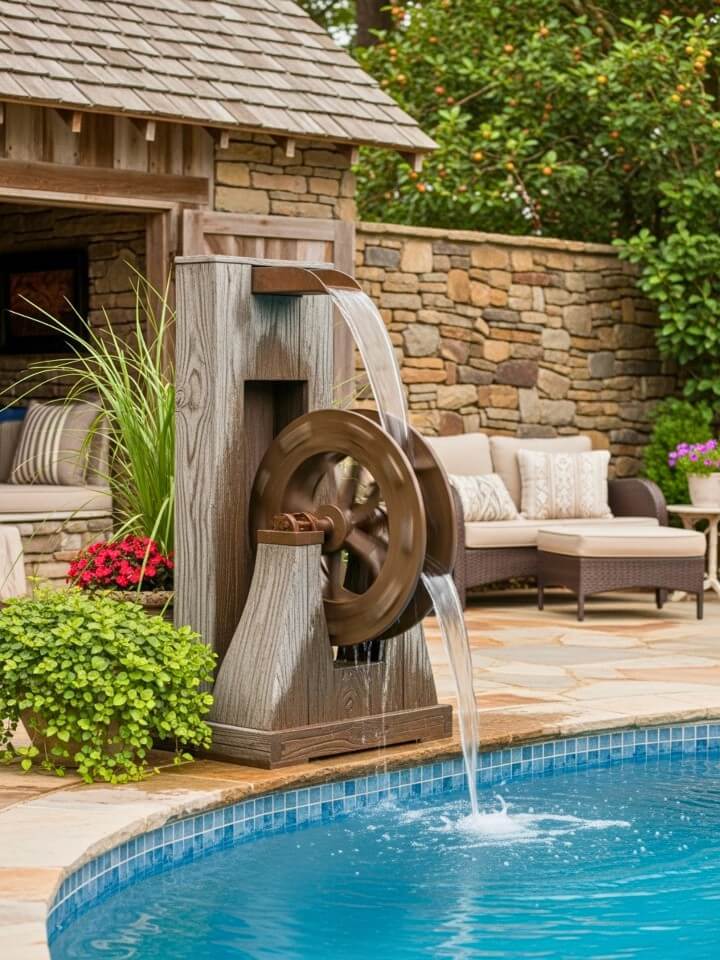 rustic spinning wheel feature
