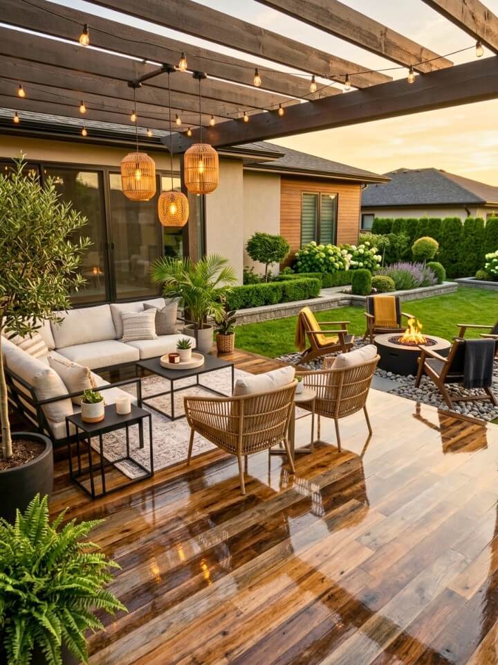 rustic wood look epoxy patio floor