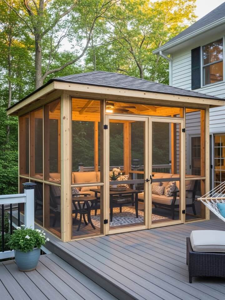 screened outdoor pavilion for bug free evenings