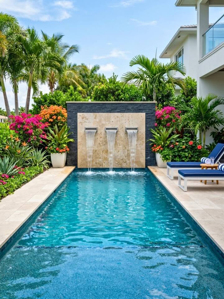 scupper wall pool waterfall design