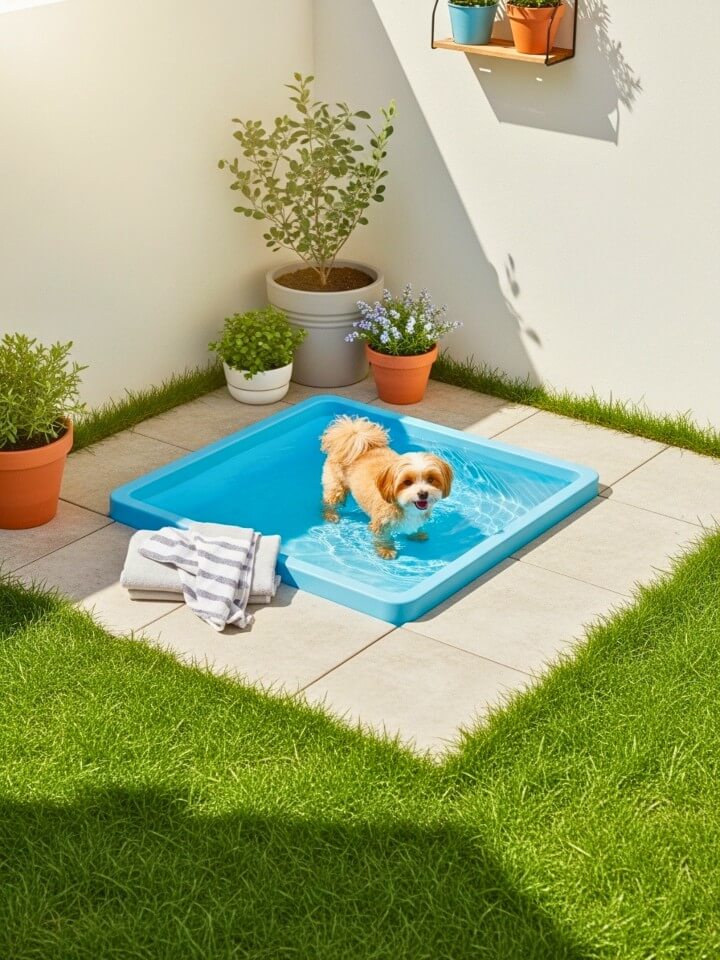 shallow splash pool perfect for small dogs