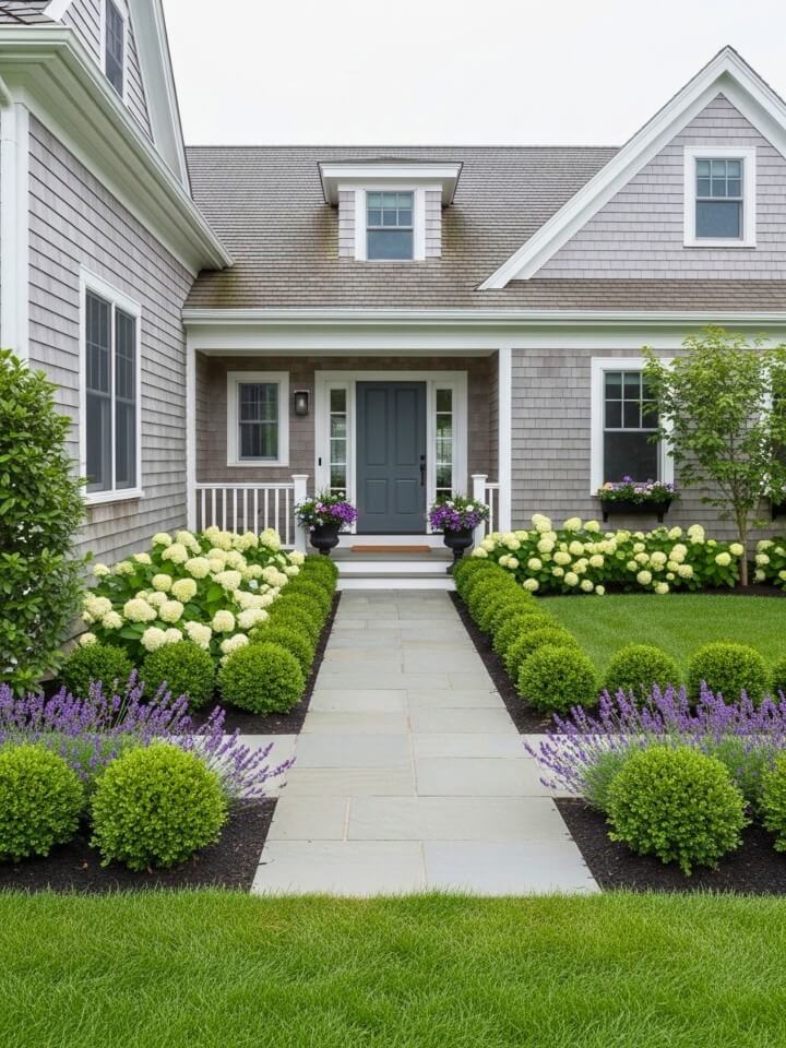 simple boxwood borders for a polished front yard