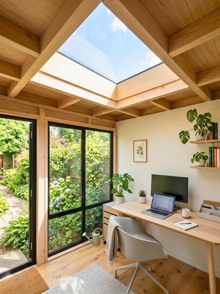 skylight bright garden work interior
