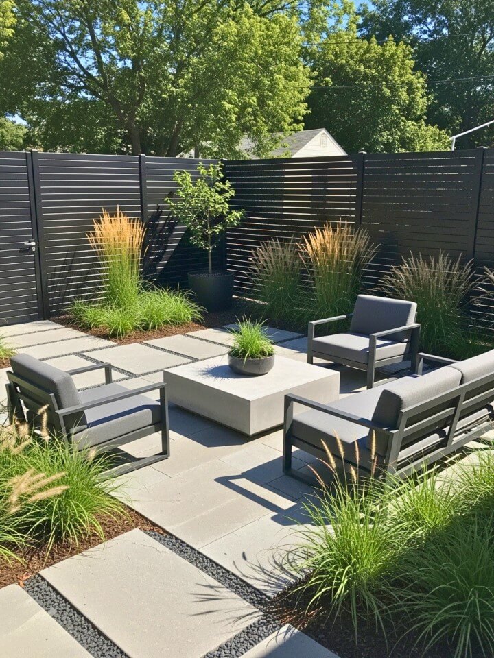 sleek metal slat fence for modern yards