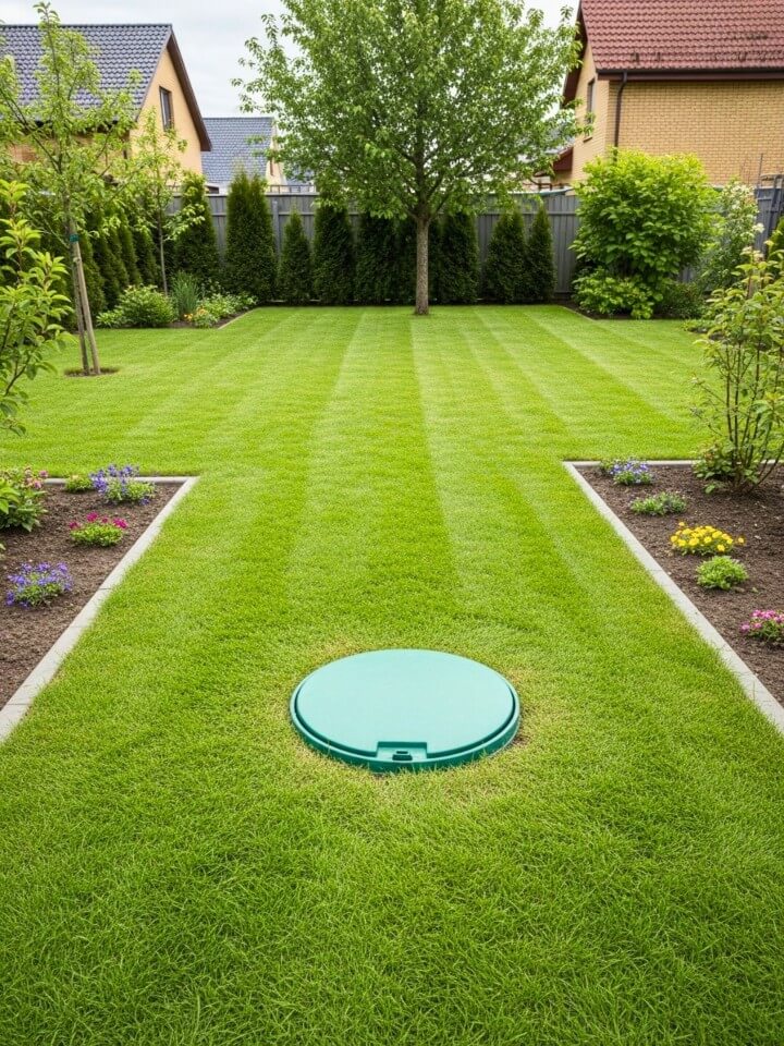 soft grass borders for septic tank landscaping