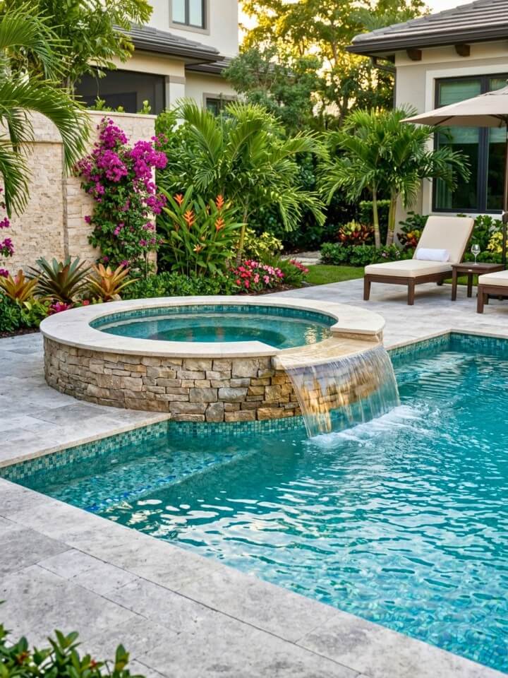 spa spillover waterfall feature design