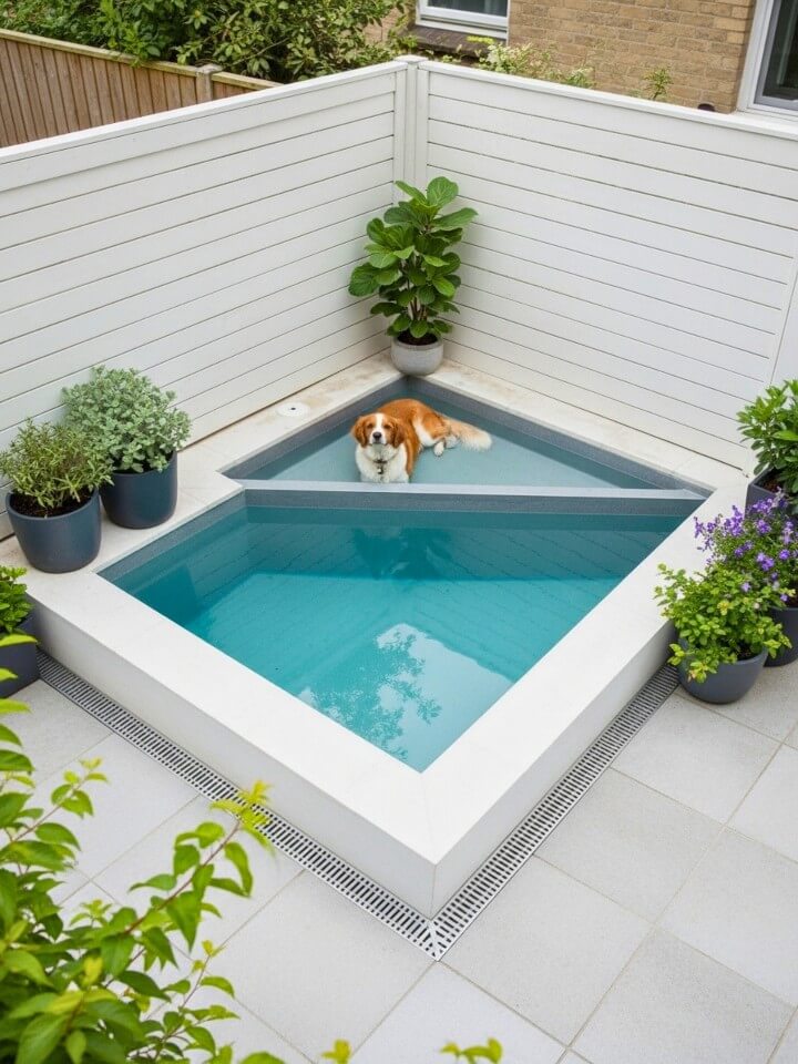 space saving corner water area for small yards