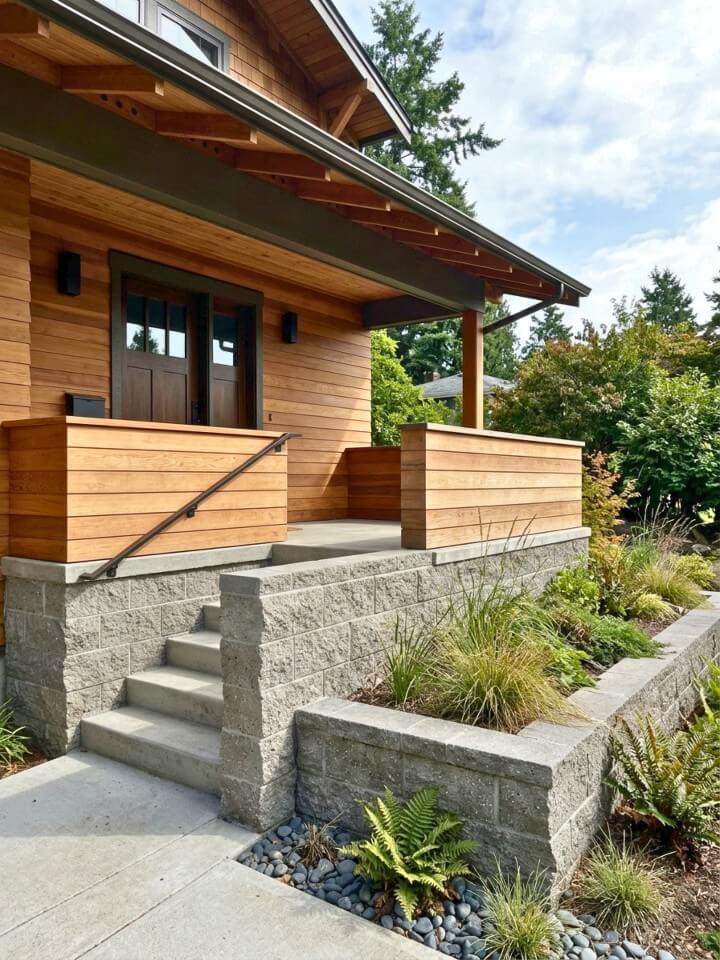 split face concrete porch cladding