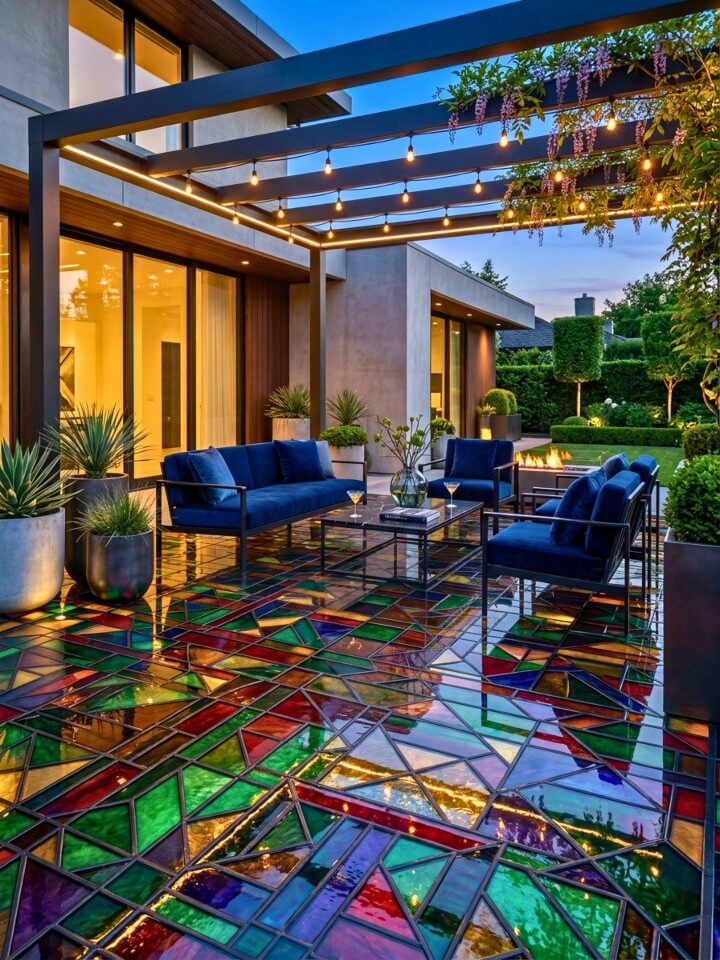 stained glass effect patio flooring