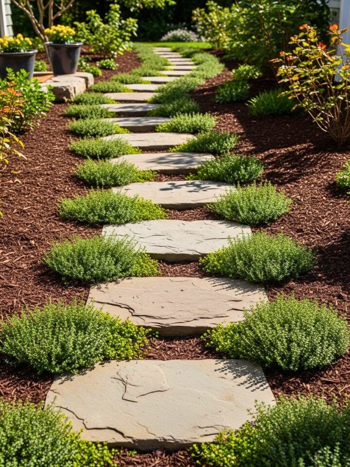 stepping stones to add interest beside your walk