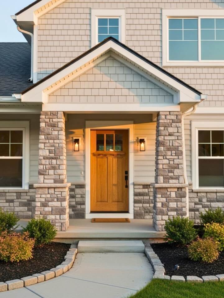 stone accent entryway for small home fronts