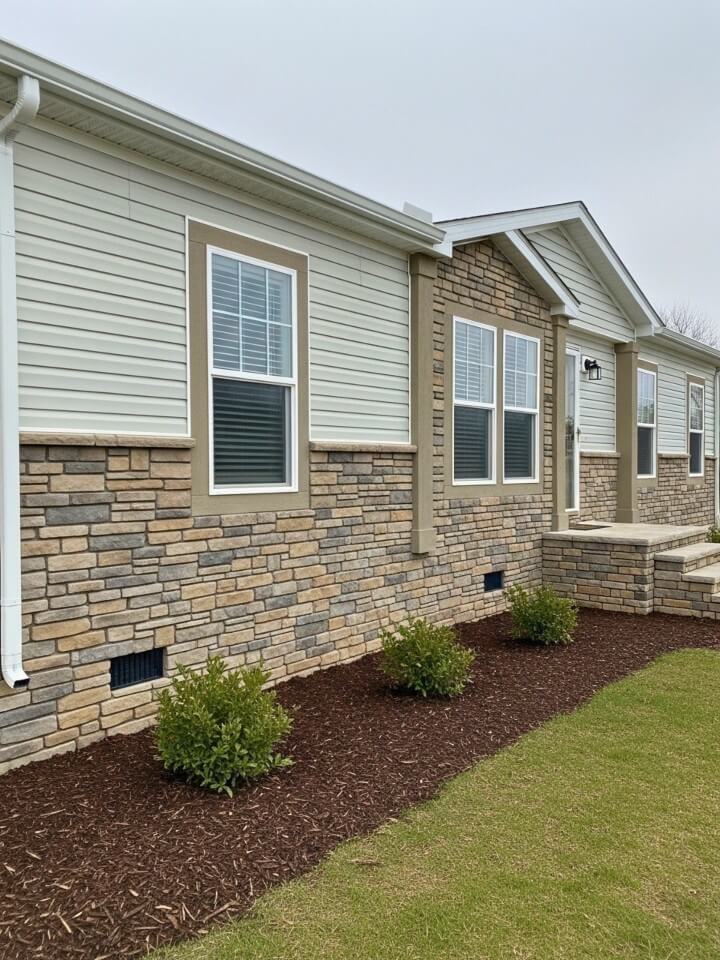 stone base vinyl upper exterior