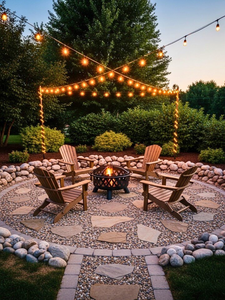 stone fire pit area ideas for a cozy backyard gathering space