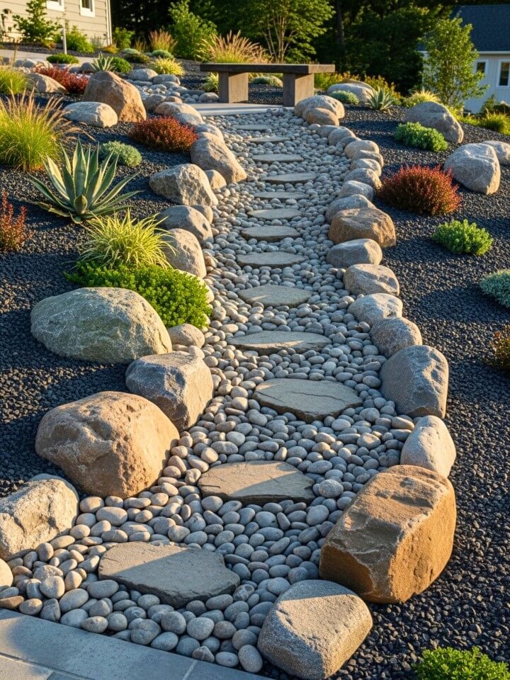 stone landscaping for sloped yard erosion control