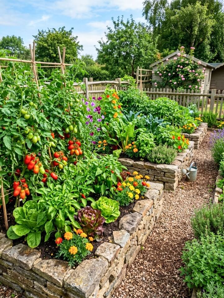 stone raised vegetable beds design