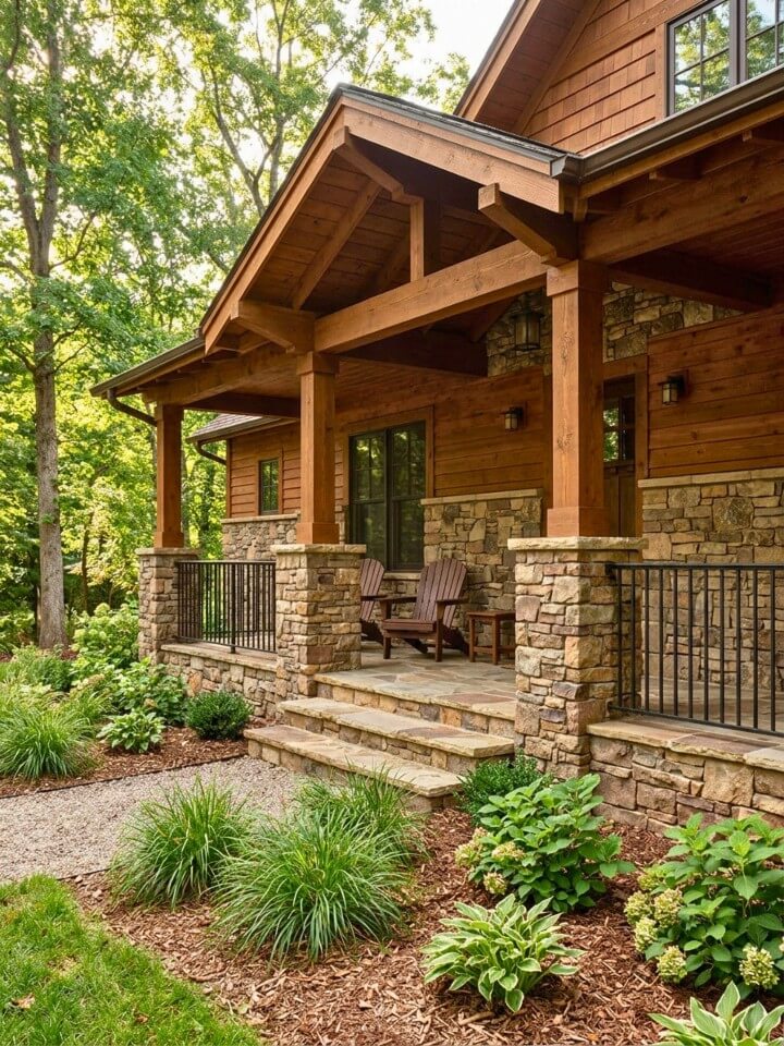 stone veneer porch base design