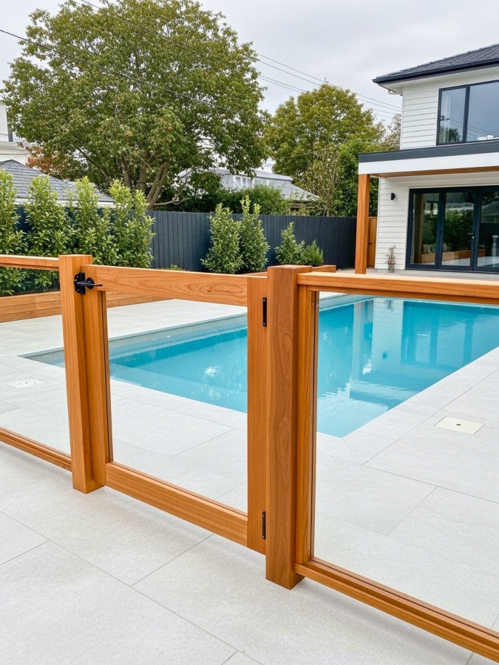 tempered glass panels with wood frame