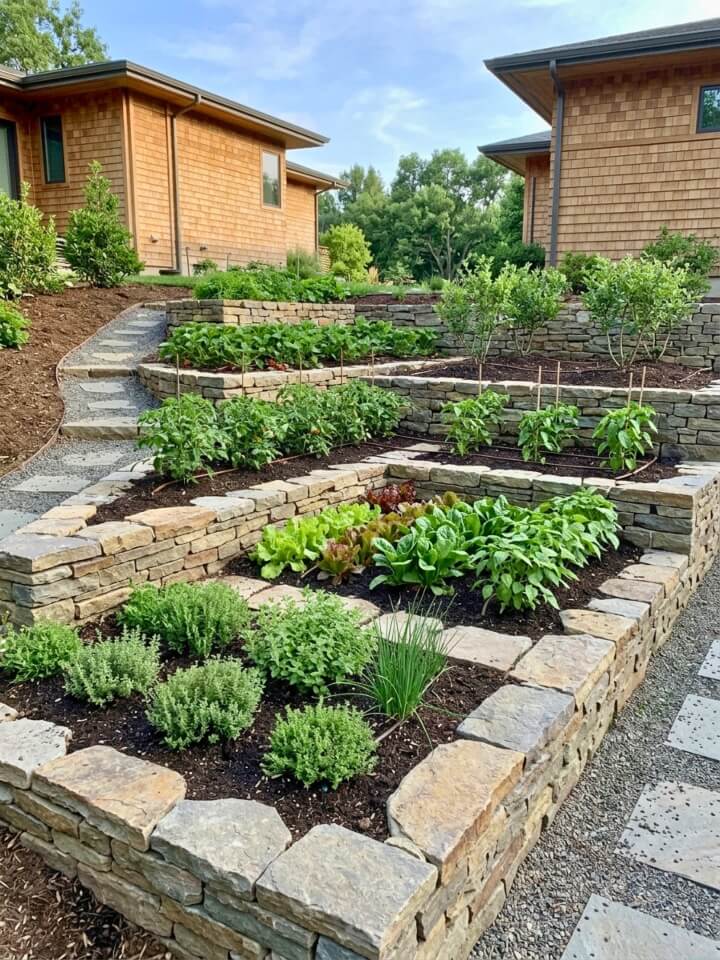 tiered terraced garden layout