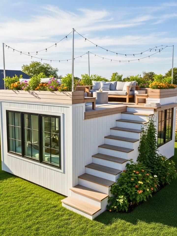 tiny house featuring a rooftop deck