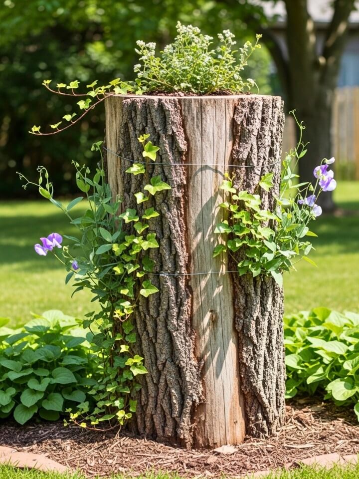 tree stump climbing vine garden support