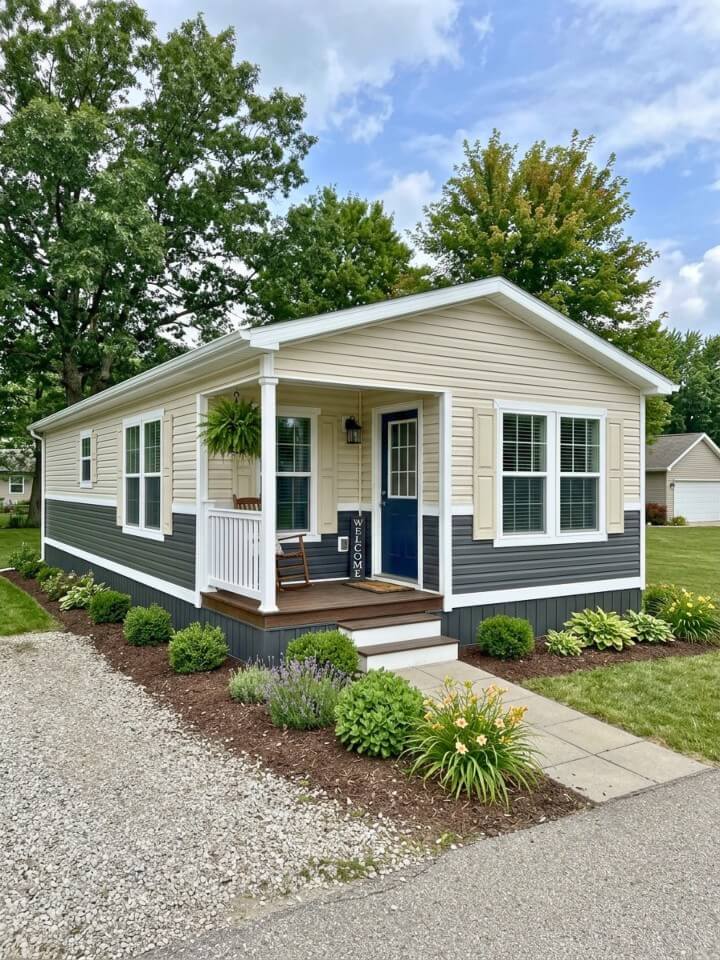 two tone exterior siding color contrast design for curb appeal