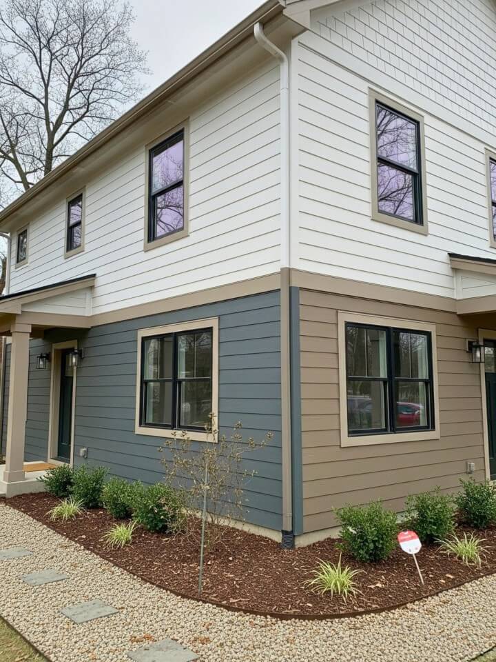 two tone exterior siding for balanced facades