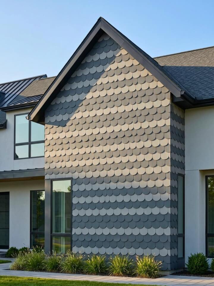 two tone scallop shingle design