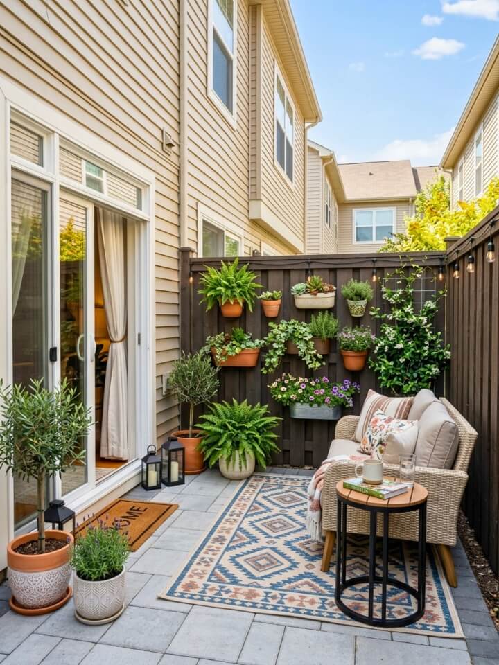 vertical garden wall ideas for townhouse patio