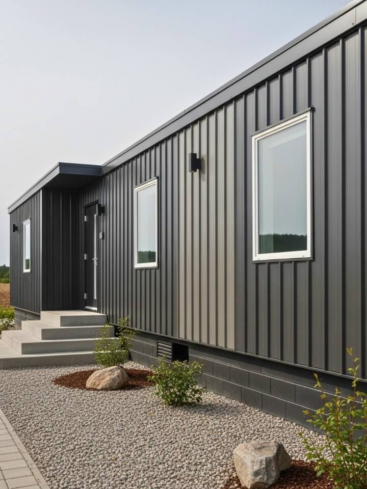 vertical metal siding modern minimalist exterior style